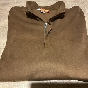 Cutter & Buck Journey Flatback Half-Zip Pullover Sweater 100% Cotton Brown Large